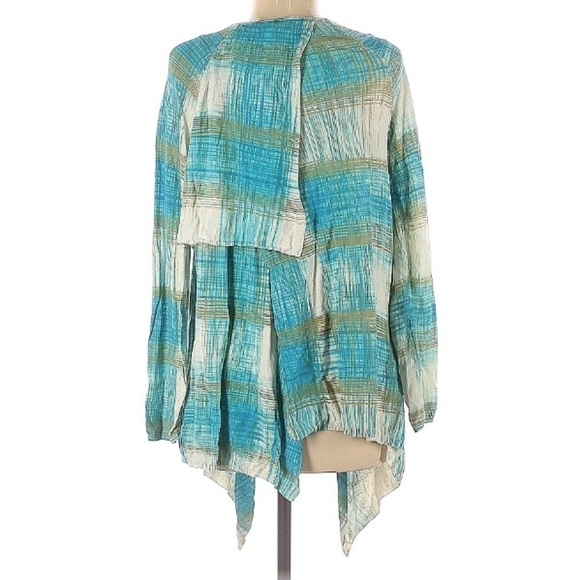 Anthropologie tier layer open front cardigan medium women’s blue green women’s - Picture 2 of 6